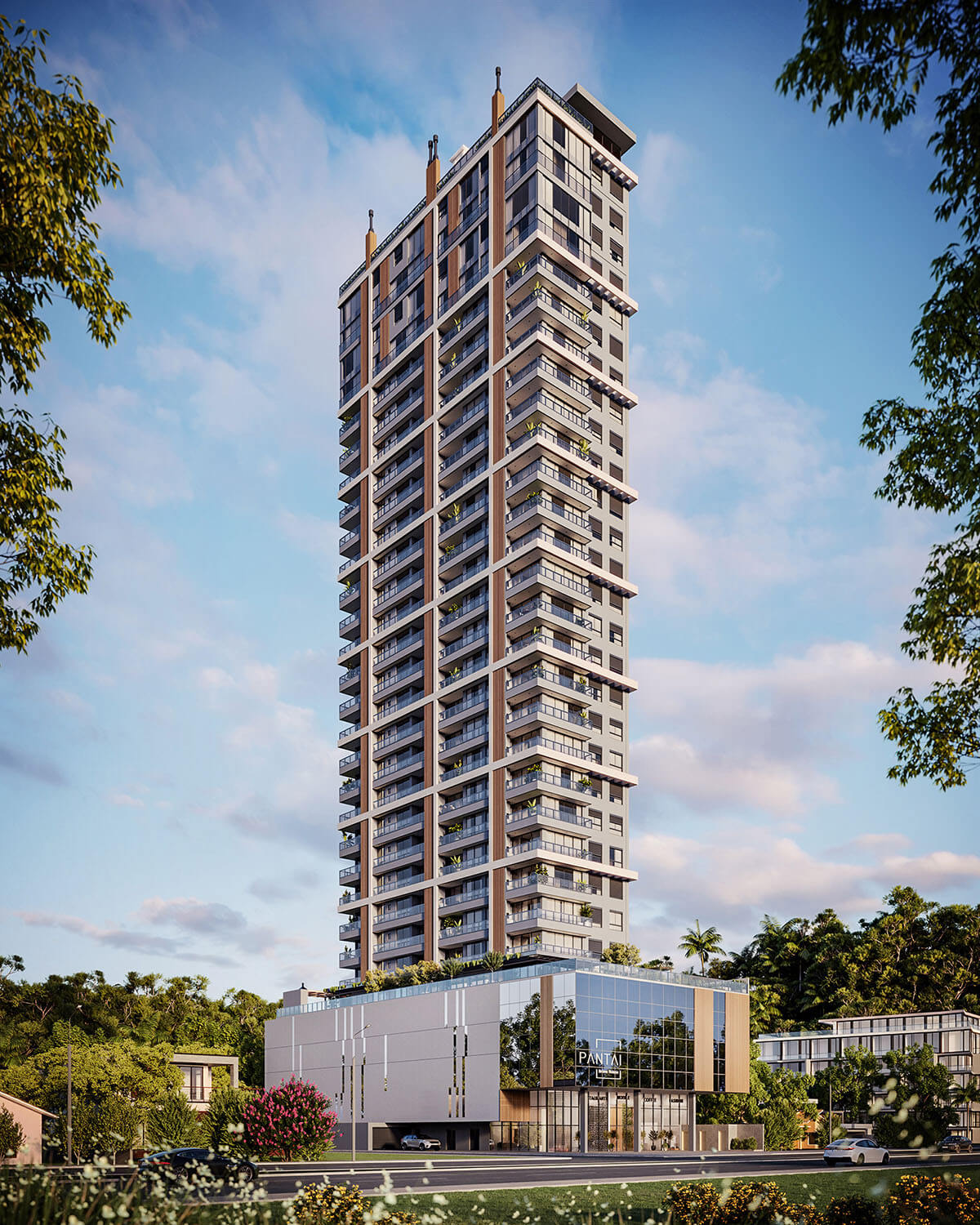 Fachada do Pantai Brava House, da Incorposul, na Praia Brava de Itajaí